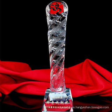 Cylinder K9 Glass Crystal Trophy para Souvenir